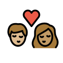 OpenMoji 13.1  👩🏼‍❤️‍💋‍👨🏽  Kiss: Woman, Man, Medium-light Skin Tone, Medium Skin Tone Emoji