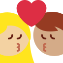Twitter (Twemoji 14.0)  👩🏼‍❤️‍💋‍👨🏽  Kiss: Woman, Man, Medium-light Skin Tone, Medium Skin Tone Emoji