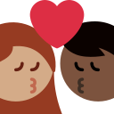 Twitter (Twemoji 14.0)  👩🏽‍❤️‍💋‍👨🏿  Kiss: Woman, Man, Medium Skin Tone, Dark Skin Tone Emoji