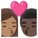 Google (Android 12L)  👩🏽‍❤️‍💋‍👨🏿  Kiss: Woman, Man, Medium Skin Tone, Dark Skin Tone Emoji