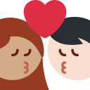 Twitter (Twemoji 14.0)  👩🏽‍❤️‍💋‍👨🏻  Kiss: Woman, Man, Medium Skin Tone, Light Skin Tone Emoji