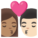 Google (Android 12L)  👩🏽‍❤️‍💋‍👨🏻  Kiss: Woman, Man, Medium Skin Tone, Light Skin Tone Emoji