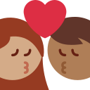Twitter (Twemoji 14.0)  👩🏽‍❤️‍💋‍👨🏾  Kiss: Woman, Man, Medium Skin Tone, Medium-dark Skin Tone Emoji