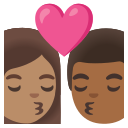 Google (Android 12L)  👩🏽‍❤️‍💋‍👨🏾  Kiss: Woman, Man, Medium Skin Tone, Medium-dark Skin Tone Emoji