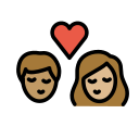 OpenMoji 13.1  👩🏽‍❤️‍💋‍👨🏼  Kiss: Woman, Man, Medium Skin Tone, Medium-light Skin Tone Emoji