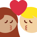Twitter (Twemoji 14.0)  👩🏽‍❤️‍💋‍👨🏼  Kiss: Woman, Man, Medium Skin Tone, Medium-light Skin Tone Emoji
