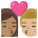 Google (Android 12L)  👩🏽‍❤️‍💋‍👨🏼  Kiss: Woman, Man, Medium Skin Tone, Medium-light Skin Tone Emoji