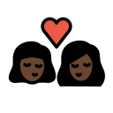 OpenMoji 13.1  👩🏿‍❤️‍💋‍👩🏿  Kiss: Woman, Woman, Dark Skin Tone Emoji