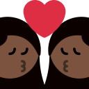 Twitter (Twemoji 14.0)  👩🏿‍❤️‍💋‍👩🏿  Kiss: Woman, Woman, Dark Skin Tone Emoji