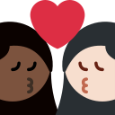 Twitter (Twemoji 14.0)  👩🏿‍❤️‍💋‍👩🏻  Kiss: Woman, Woman, Dark Skin Tone, Light Skin Tone Emoji