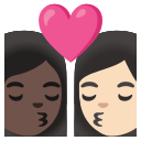 Google (Android 12L)  👩🏿‍❤️‍💋‍👩🏻  Kiss: Woman, Woman, Dark Skin Tone, Light Skin Tone Emoji