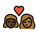 OpenMoji 13.1  👩🏿‍❤️‍💋‍👩🏾  Kiss: Woman, Woman, Dark Skin Tone, Medium-dark Skin Tone Emoji