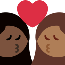 Twitter (Twemoji 14.0)  👩🏿‍❤️‍💋‍👩🏾  Kiss: Woman, Woman, Dark Skin Tone, Medium-dark Skin Tone Emoji