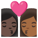 Google (Android 12L)  👩🏿‍❤️‍💋‍👩🏾  Kiss: Woman, Woman, Dark Skin Tone, Medium-dark Skin Tone Emoji