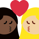 Twitter (Twemoji 14.0)  👩🏿‍❤️‍💋‍👩🏼  Kiss: Woman, Woman, Dark Skin Tone, Medium-light Skin Tone Emoji