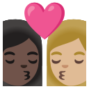 Google (Android 12L)  👩🏿‍❤️‍💋‍👩🏼  Kiss: Woman, Woman, Dark Skin Tone, Medium-light Skin Tone Emoji