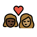 OpenMoji 13.1  👩🏿‍❤️‍💋‍👩🏽  Kiss: Woman, Woman, Dark Skin Tone, Medium Skin Tone Emoji