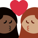 Twitter (Twemoji 14.0)  👩🏿‍❤️‍💋‍👩🏽  Kiss: Woman, Woman, Dark Skin Tone, Medium Skin Tone Emoji