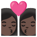 Google (Android 12L)  👩🏿‍❤️‍💋‍👩🏿  Kiss: Woman, Woman, Dark Skin Tone Emoji