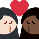 Twitter (Twemoji 14.0)  👩🏻‍❤️‍💋‍👩🏿  Kiss: Woman, Woman, Light Skin Tone, Dark Skin Tone Emoji