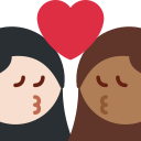 Twitter (Twemoji 14.0)  👩🏻‍❤️‍💋‍👩🏾  Kiss: Woman, Woman, Light Skin Tone, Medium-dark Skin Tone Emoji