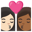 Google (Android 12L)  👩🏻‍❤️‍💋‍👩🏾  Kiss: Woman, Woman, Light Skin Tone, Medium-dark Skin Tone Emoji