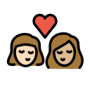 OpenMoji 13.1  👩🏻‍❤️‍💋‍👩🏼  Kiss: Woman, Woman, Light Skin Tone, Medium-light Skin Tone Emoji
