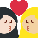 Twitter (Twemoji 14.0)  👩🏻‍❤️‍💋‍👩🏼  Kiss: Woman, Woman, Light Skin Tone, Medium-light Skin Tone Emoji