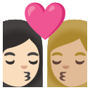 Google (Android 12L)  👩🏻‍❤️‍💋‍👩🏼  Kiss: Woman, Woman, Light Skin Tone, Medium-light Skin Tone Emoji