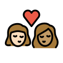 OpenMoji 13.1  👩🏻‍❤️‍💋‍👩🏽  Kiss: Woman, Woman, Light Skin Tone, Medium Skin Tone Emoji