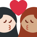 Twitter (Twemoji 14.0)  👩🏻‍❤️‍💋‍👩🏽  Kiss: Woman, Woman, Light Skin Tone, Medium Skin Tone Emoji