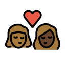 OpenMoji 13.1  👩🏾‍❤️‍💋‍👩🏿  Kiss: Woman, Woman, Medium-dark Skin Tone, Dark Skin Tone Emoji