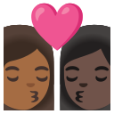 Google (Android 12L)  👩🏾‍❤️‍💋‍👩🏿  Kiss: Woman, Woman, Medium-dark Skin Tone, Dark Skin Tone Emoji