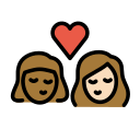 OpenMoji 13.1  👩🏾‍❤️‍💋‍👩🏻  Kiss: Woman, Woman, Medium-dark Skin Tone, Light Skin Tone Emoji