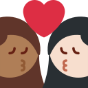 Twitter (Twemoji 14.0)  👩🏾‍❤️‍💋‍👩🏻  Kiss: Woman, Woman, Medium-dark Skin Tone, Light Skin Tone Emoji