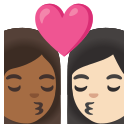 Google (Android 12L)  👩🏾‍❤️‍💋‍👩🏻  Kiss: Woman, Woman, Medium-dark Skin Tone, Light Skin Tone Emoji