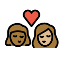 OpenMoji 13.1  👩🏾‍❤️‍💋‍👩🏼  Kiss: Woman, Woman, Medium-dark Skin Tone, Medium-light Skin Tone Emoji