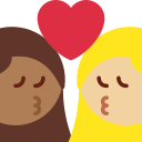 Twitter (Twemoji 14.0)  👩🏾‍❤️‍💋‍👩🏼  Kiss: Woman, Woman, Medium-dark Skin Tone, Medium-light Skin Tone Emoji