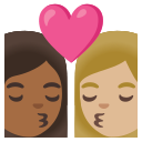 Google (Android 12L)  👩🏾‍❤️‍💋‍👩🏼  Kiss: Woman, Woman, Medium-dark Skin Tone, Medium-light Skin Tone Emoji