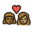 OpenMoji 13.1  👩🏾‍❤️‍💋‍👩🏽  Kiss: Woman, Woman, Medium-dark Skin Tone, Medium Skin Tone Emoji