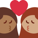 Twitter (Twemoji 14.0)  👩🏾‍❤️‍💋‍👩🏽  Kiss: Woman, Woman, Medium-dark Skin Tone, Medium Skin Tone Emoji