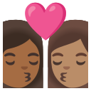 Google (Android 12L)  👩🏾‍❤️‍💋‍👩🏽  Kiss: Woman, Woman, Medium-dark Skin Tone, Medium Skin Tone Emoji