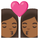 Google (Android 12L)  👩🏾‍❤️‍💋‍👩🏾  Kiss: Woman, Woman, Medium-dark Skin Tone Emoji