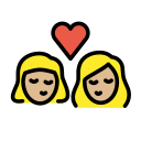 OpenMoji 13.1  👩🏼‍❤️‍💋‍👩🏼  Kiss: Woman, Woman, Medium-light Skin Tone Emoji