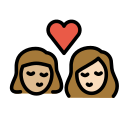 OpenMoji 13.1  👩🏼‍❤️‍💋‍👩🏻  Kiss: Woman, Woman, Medium-light Skin Tone, Light Skin Tone Emoji