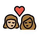 OpenMoji 13.1  👩🏼‍❤️‍💋‍👩🏾  Kiss: Woman, Woman, Medium-light Skin Tone, Medium-dark Skin Tone Emoji