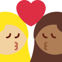 Twitter (Twemoji 14.0)  👩🏼‍❤️‍💋‍👩🏾  Kiss: Woman, Woman, Medium-light Skin Tone, Medium-dark Skin Tone Emoji