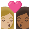 Google (Android 12L)  👩🏼‍❤️‍💋‍👩🏾  Kiss: Woman, Woman, Medium-light Skin Tone, Medium-dark Skin Tone Emoji