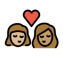 OpenMoji 13.1  👩🏼‍❤️‍💋‍👩🏽  Kiss: Woman, Woman, Medium-light Skin Tone, Medium Skin Tone Emoji