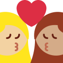 Twitter (Twemoji 14.0)  👩🏼‍❤️‍💋‍👩🏽  Kiss: Woman, Woman, Medium-light Skin Tone, Medium Skin Tone Emoji